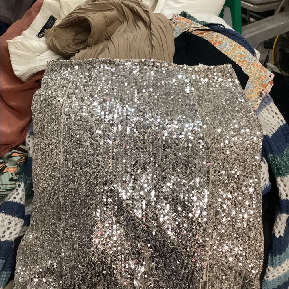 Love on a Hanger Silver Sequin Mini Skirt